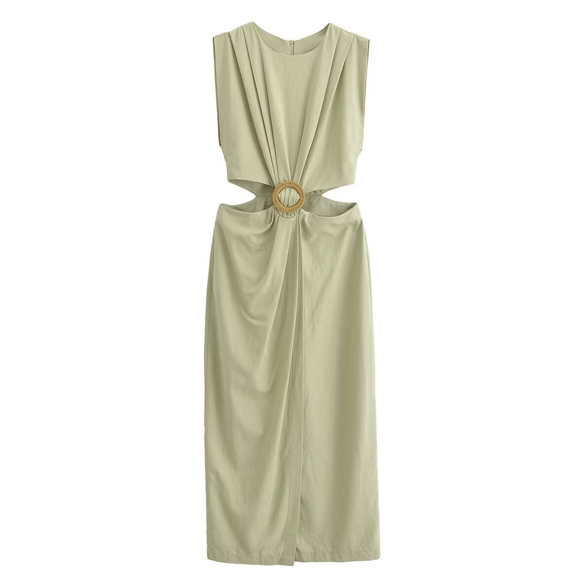 European and American fashion street fashion hollow design buckle dress