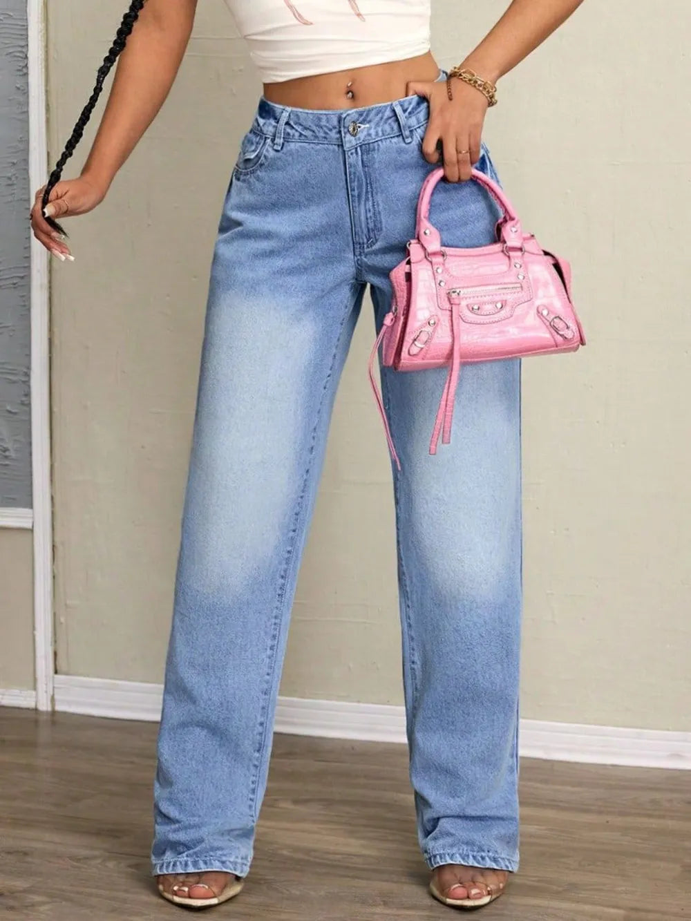 Washed High Waist Jeans