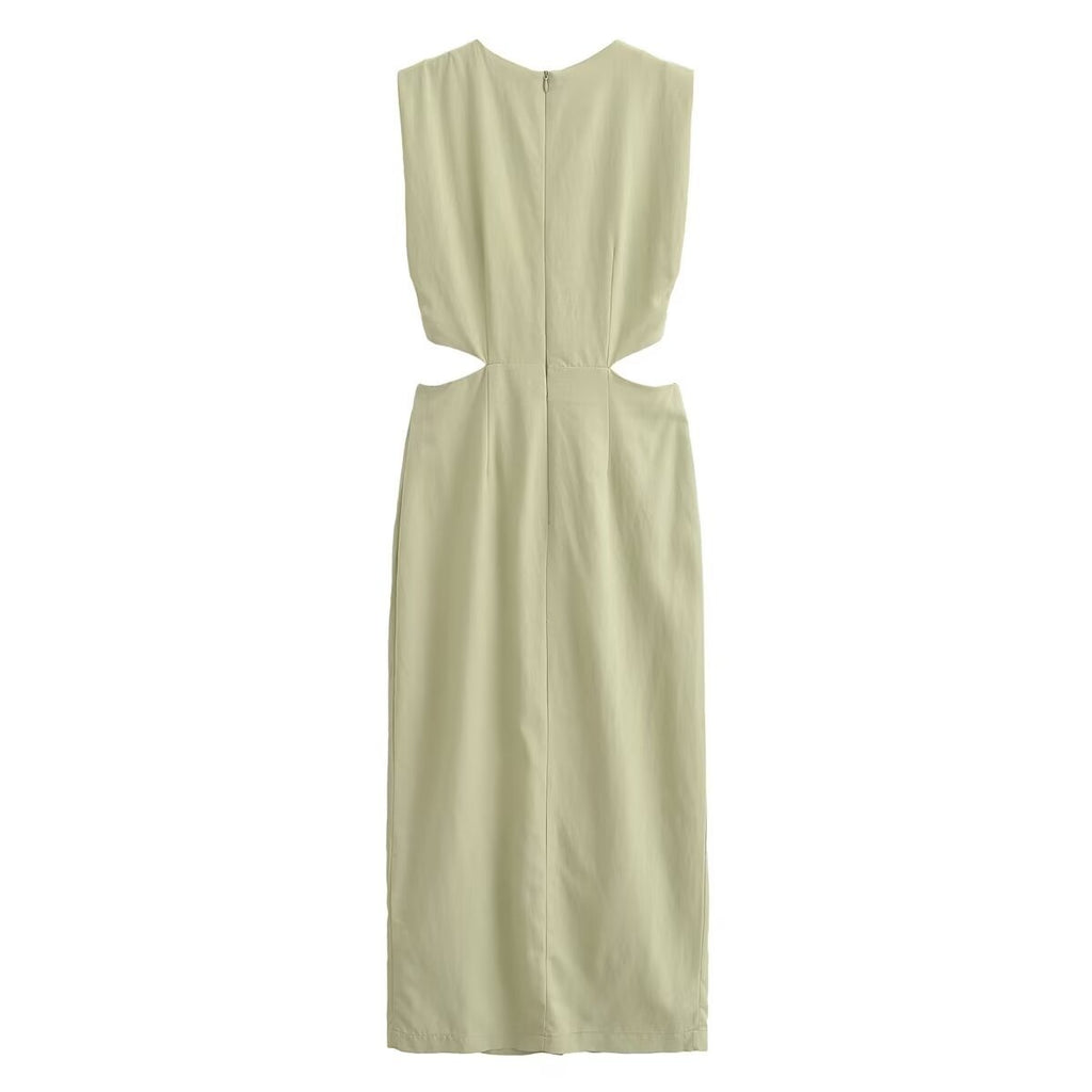 European and American fashion street fashion hollow design buckle dress
