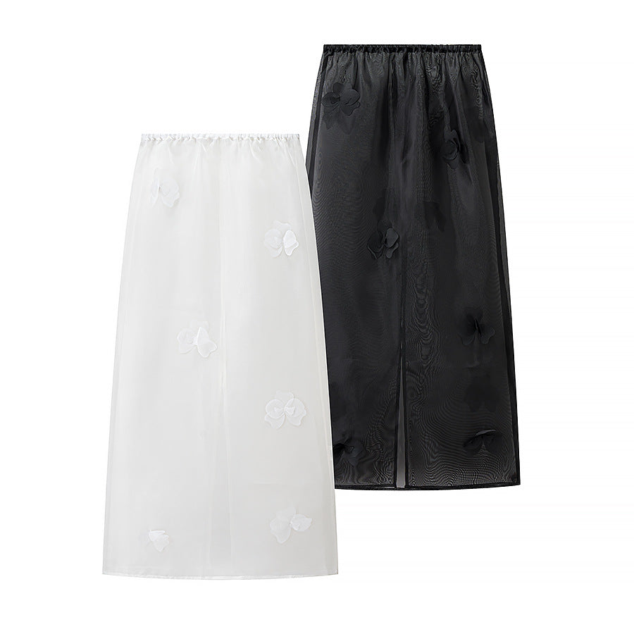 Women's Fashion Floral Mesh Skirt