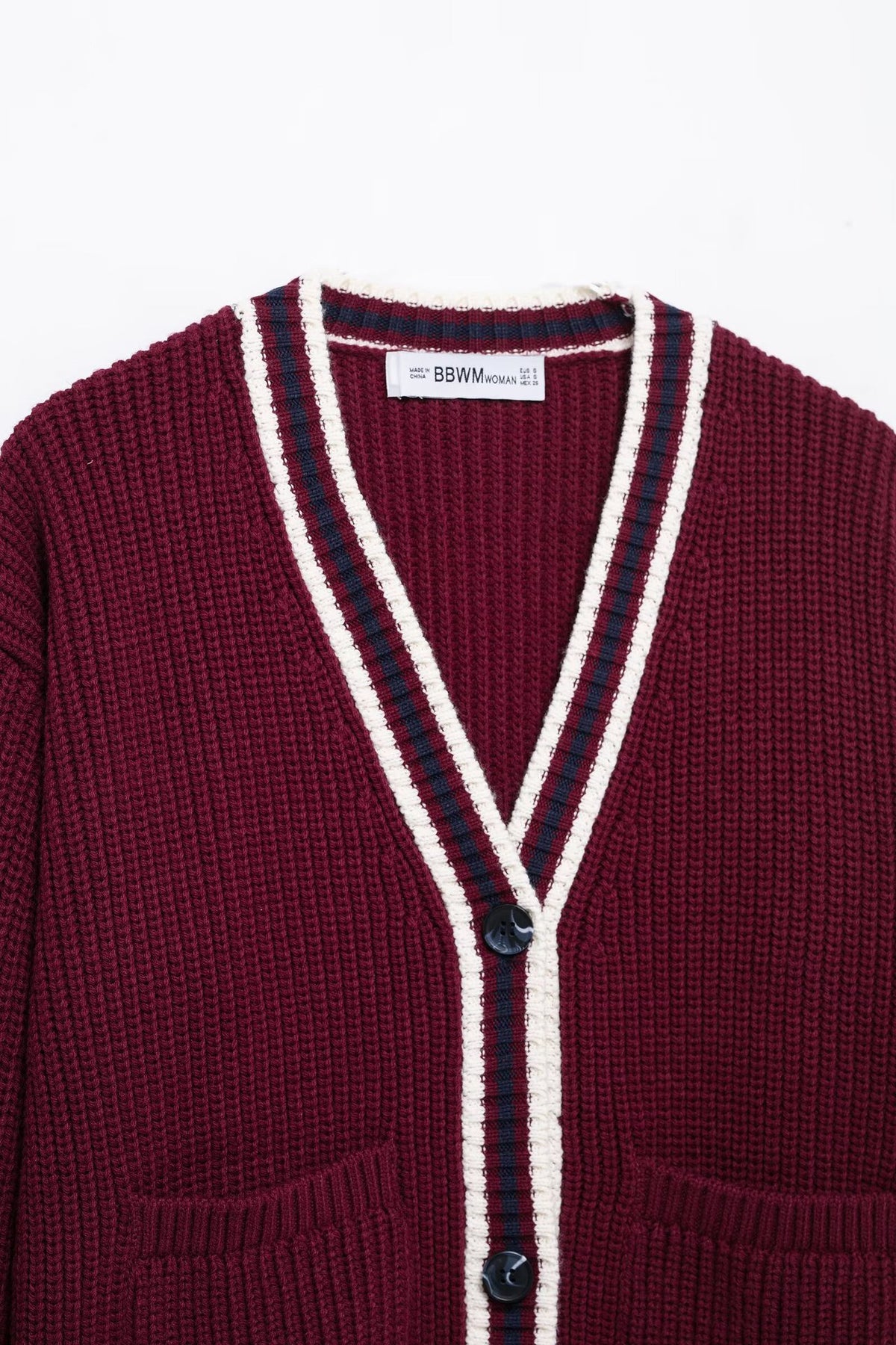 Fashion trimmed knit sweater jacket