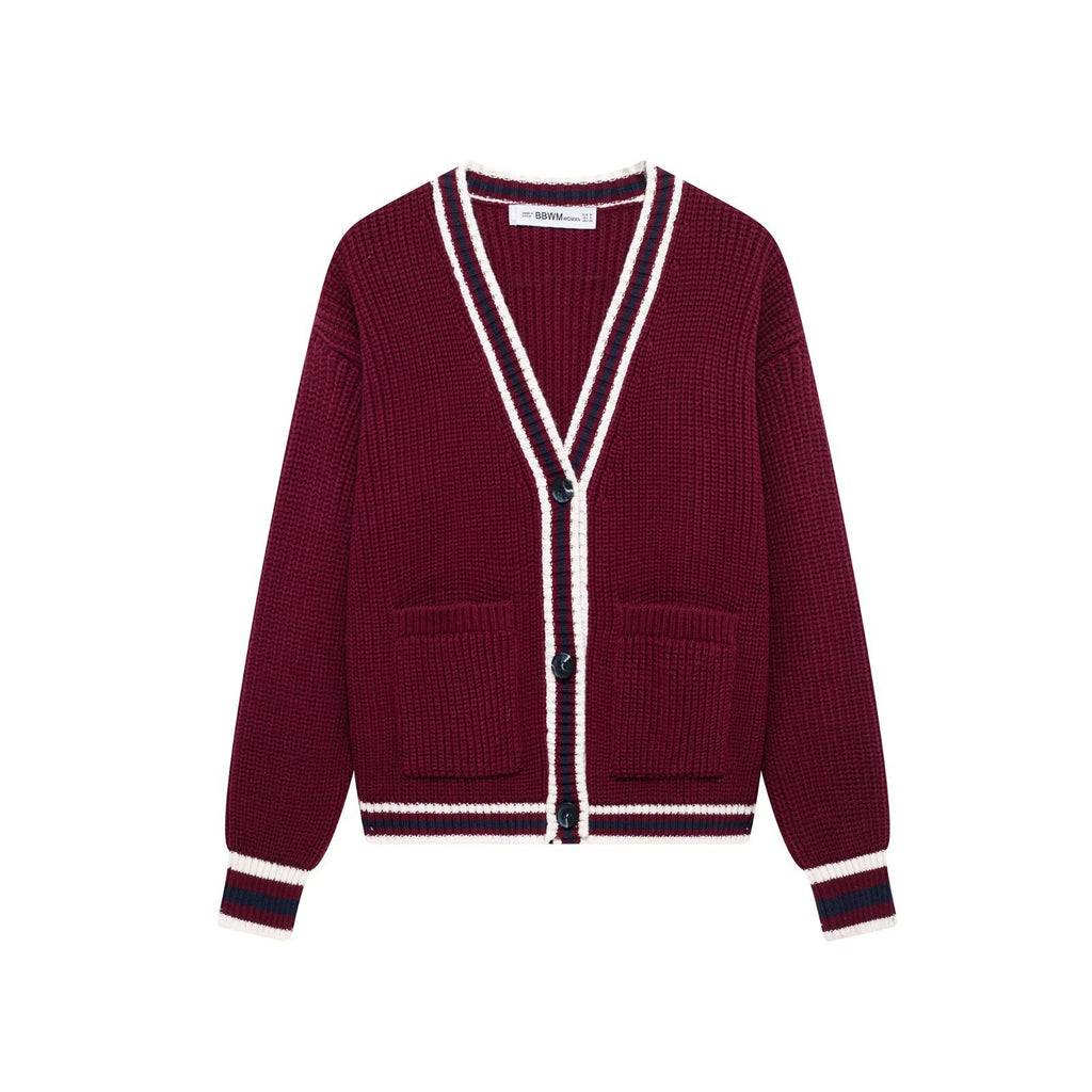 Fashion trimmed knit sweater jacket