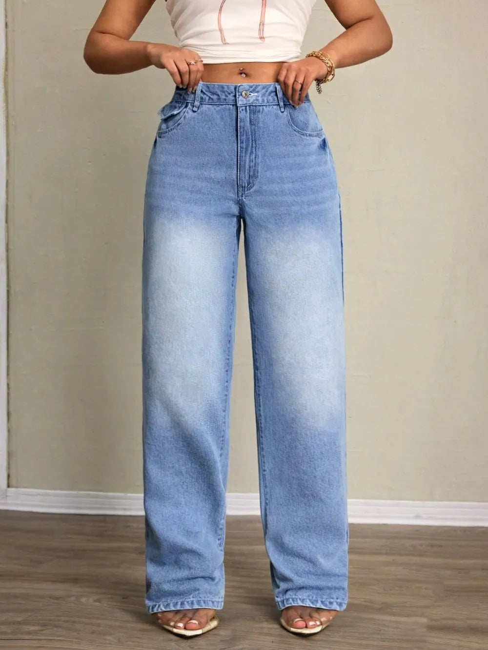 Washed High Waist Jeans