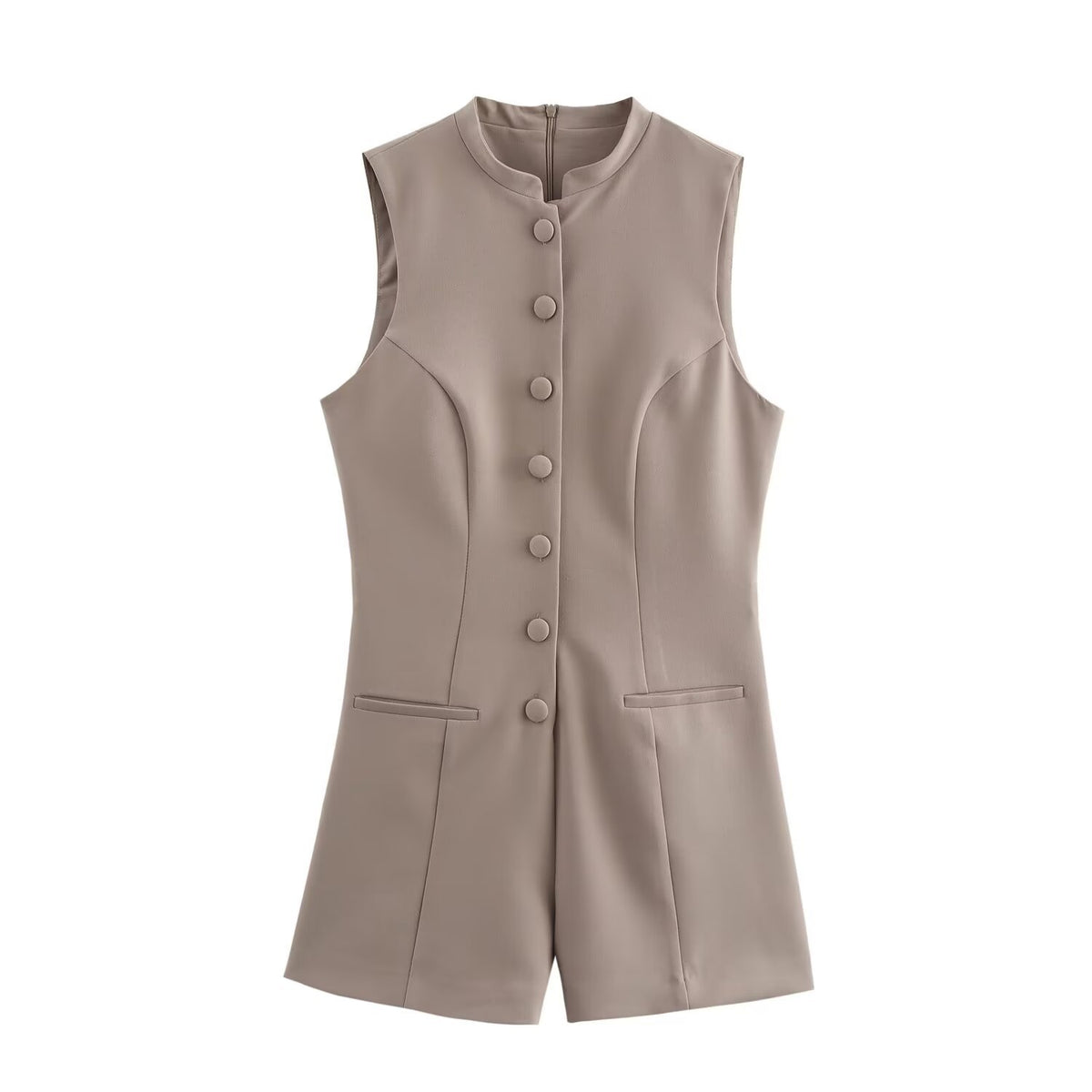 Fashion button up sleeveless jumpsuit